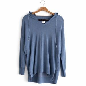 Lafayette 148 New York Hooded Tunic Sweater Blue Cotton Viscose M
